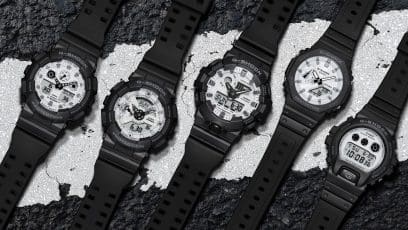 From left: GA-100WD-1A, GA-110WD-1A, GA-700WD-1A, GA-2100WD-1A, DW-6900WD-1 #7