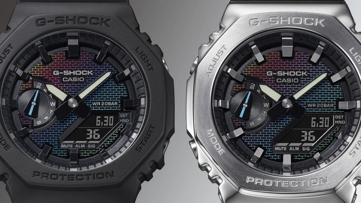 GM-2100RW-1A The dial’s iridescent brick pattern is achieved with a combination of silver vapor deposition, laser etching, and rainbow-colored printing. #3