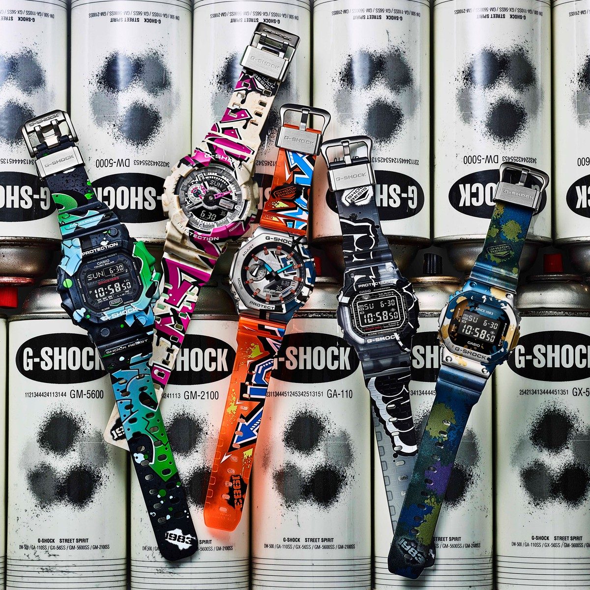 From left: GX-56SS-1, GA-110SS-1A, GM-2100SS-1A, DW-5000SS-1, GM-5600SS-1 #5