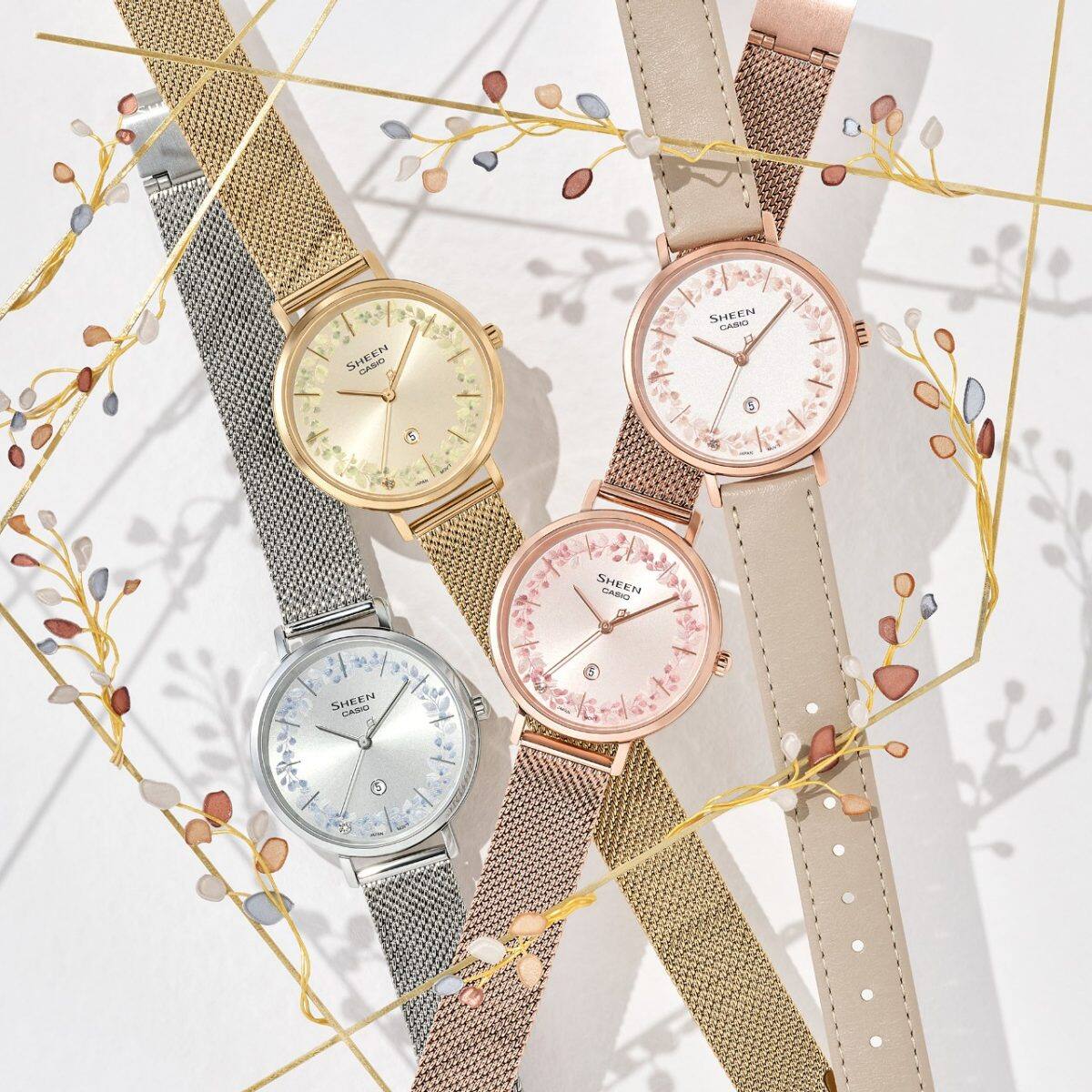 From left: SHE-4539FM-7A, SHE-4539FGM-9A, SHE-4539FPM-4A, SHE-4539FPL-7A #3