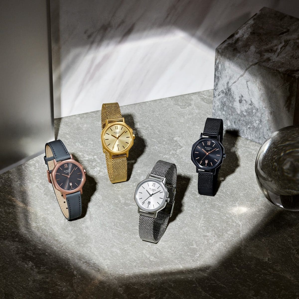 From left: SHE-4554PGL-8A, SHE-4554GM-9A, SHE-4554M-7A, SHE-4554BM-1A #5