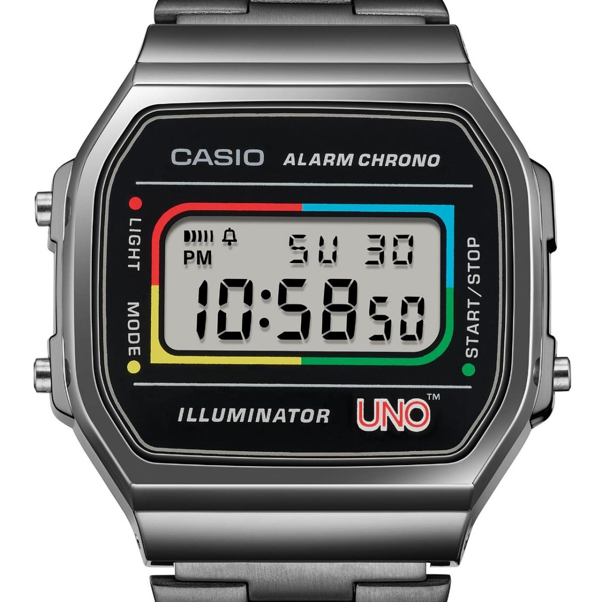 Pantalla del Reloj CASIO UNO Colaboracion vintage A168WEUC-1ACR