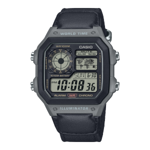 Reloj CASIO 10 años batería AE-1200WHUB  gris con negro