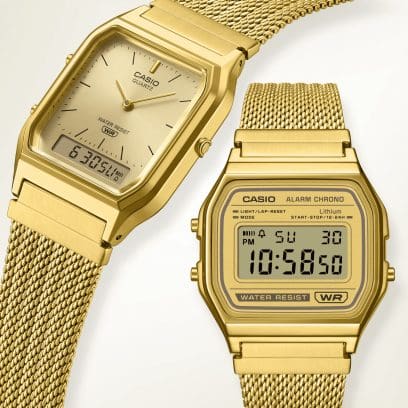AQ-230EMG-9A: el color dorado clásico realza el estilo vintage