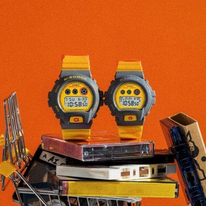 Desde la izquierda: DW-6900Y-9, GMD-S6900Y-9, relojes amarillos