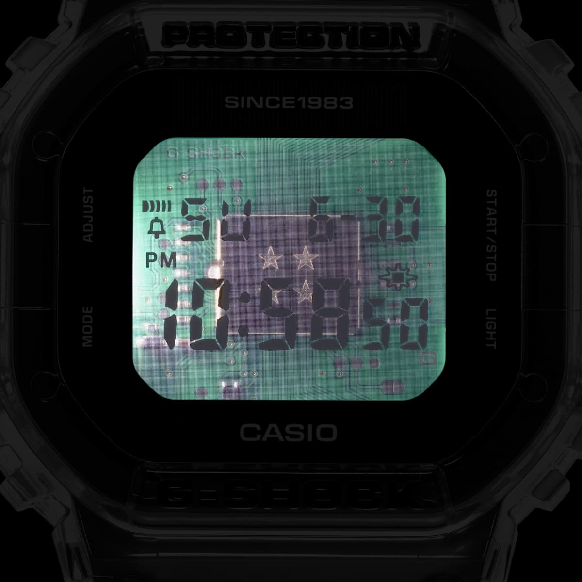 Pantalla del Reloj Casio G-Shock Clear RemixDWE-5640RX-7