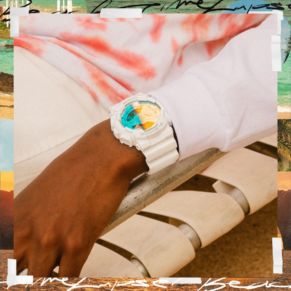 Reloj CASIO G-SHOCK Beach Time Lapse blanco GA-110TL-7A