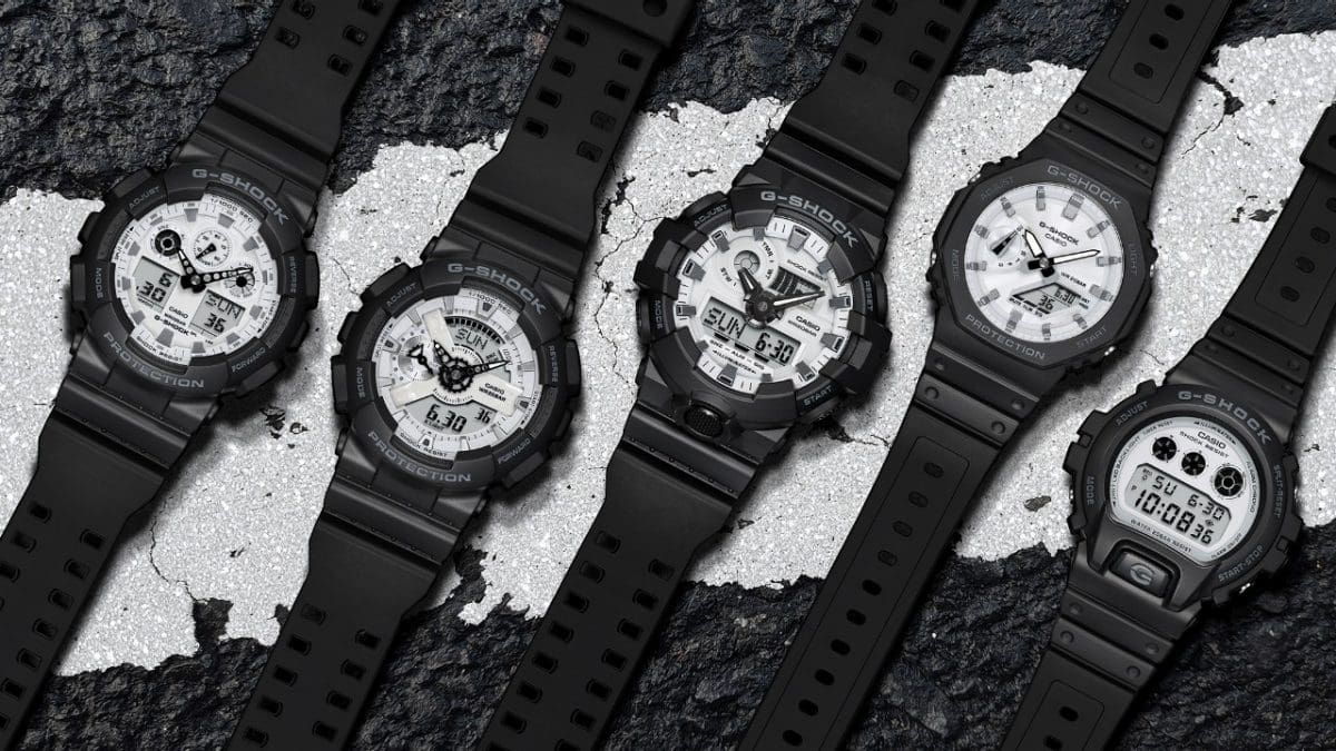 From left: GA-100WD-1A, GA-110WD-1A, GA-700WD-1A, GA-2100WD-1A, DW-6900WD-1