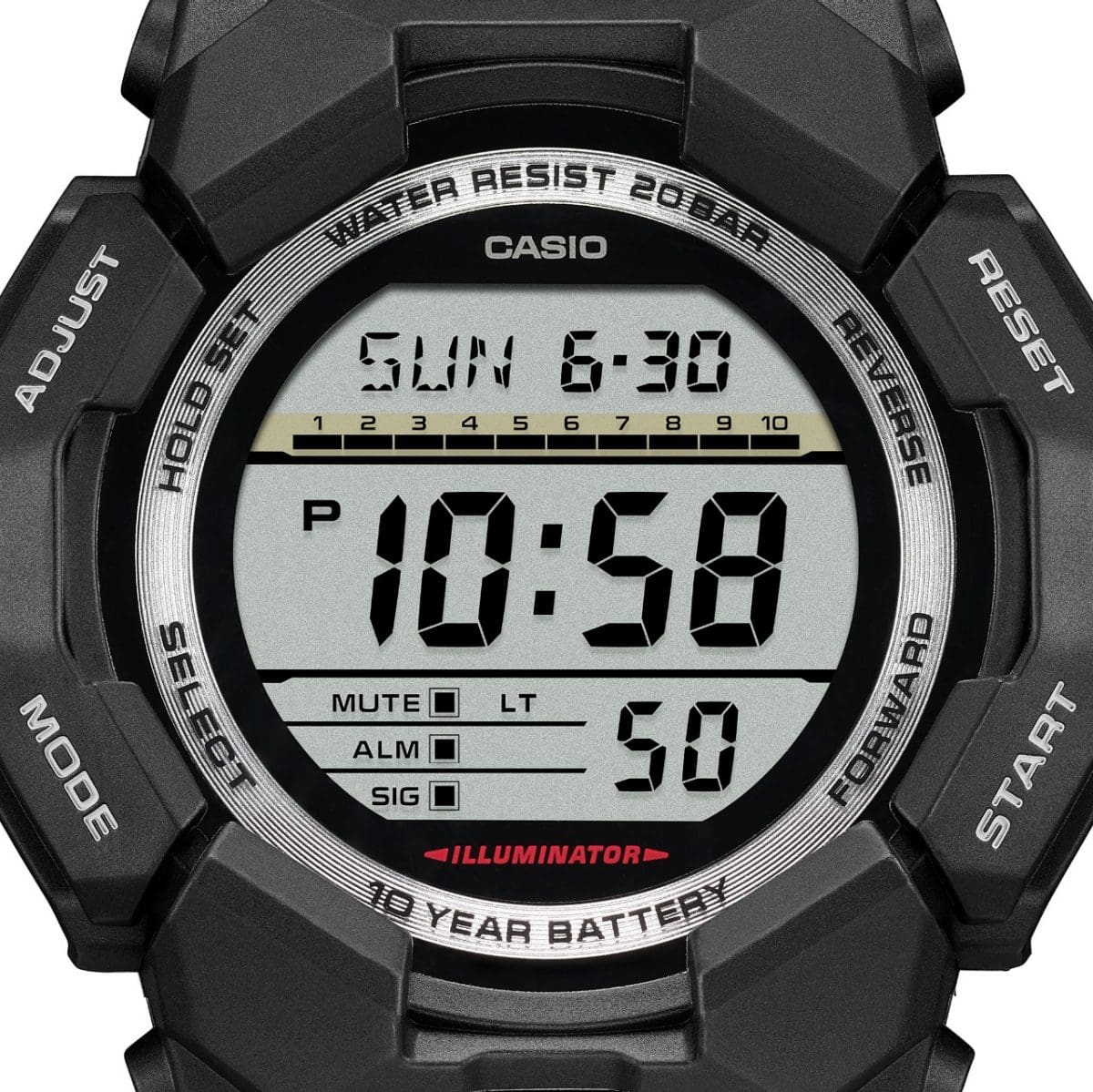 Reloj CASIO G-SHOCK New Rugged Digital Basic 10 Year GD-010-1C negro