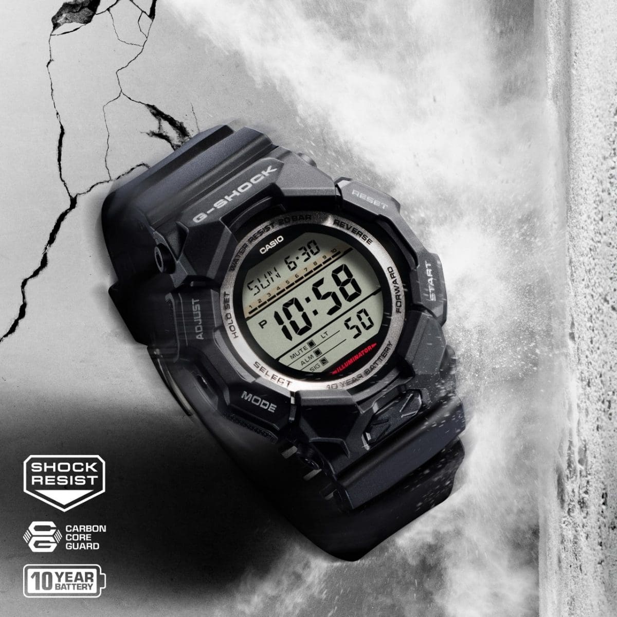 Reloj negro CASIO G-SHOCK New Rugged Digital Basic 10 Year GD-010-1C
