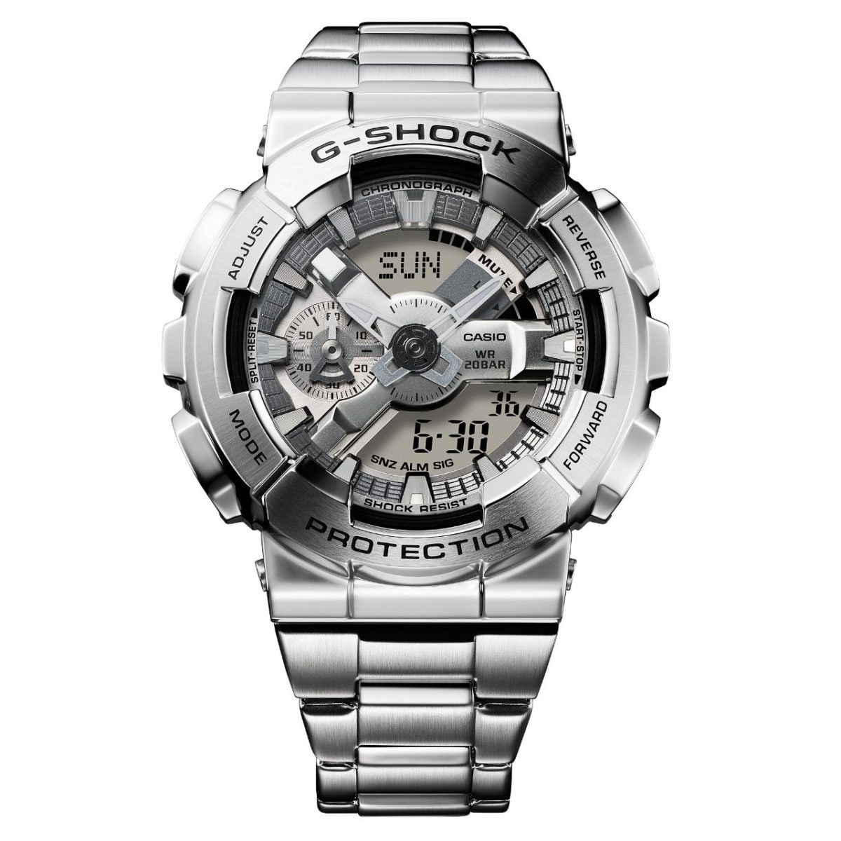 Reloj G-SHOCK CASIO Metal Band GM-110D-8A  plateado pantalla analogica digital