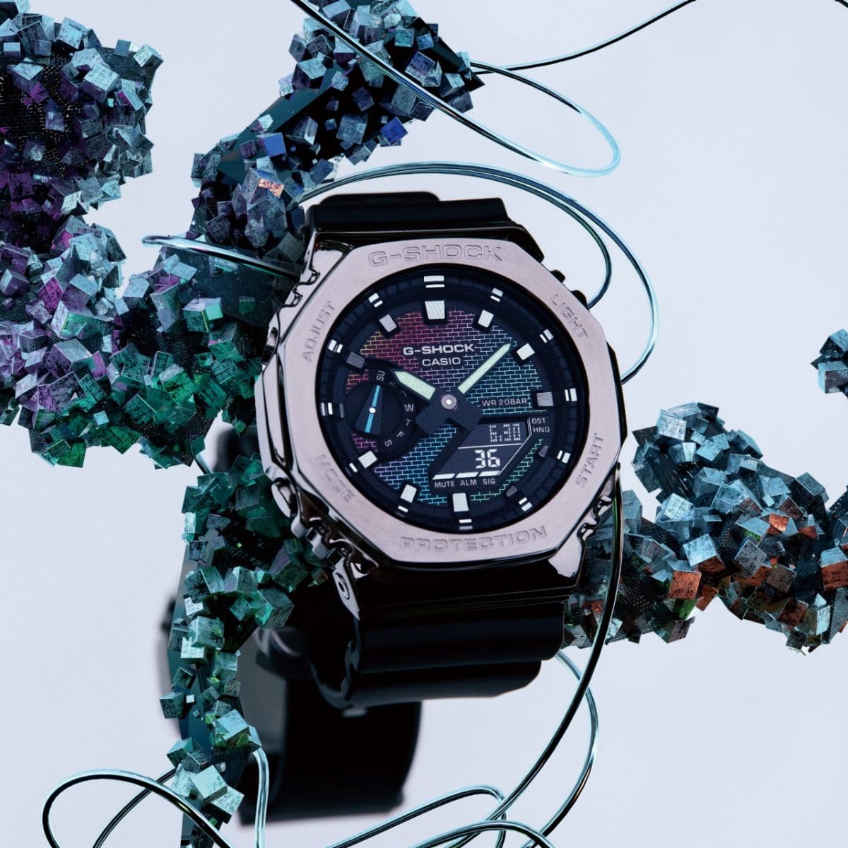 Caratula del Reloj CASIO G-SHOCK Rainbow Brick Wall GM-2100RW-1ACR