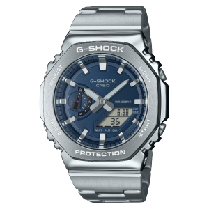 Reloj Casio G-Shock GM-2110D-2B plateado y azul marino