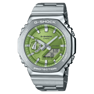 Reloj Casio G-Shock GM-2110D-3A plateado y verde olivo