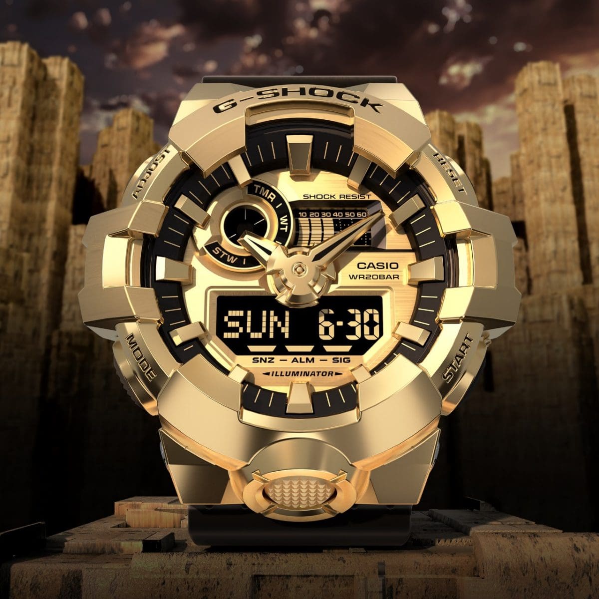 caratula del Reloj CASIO G-Shock New Metal Covered GM-700G-9 dorado