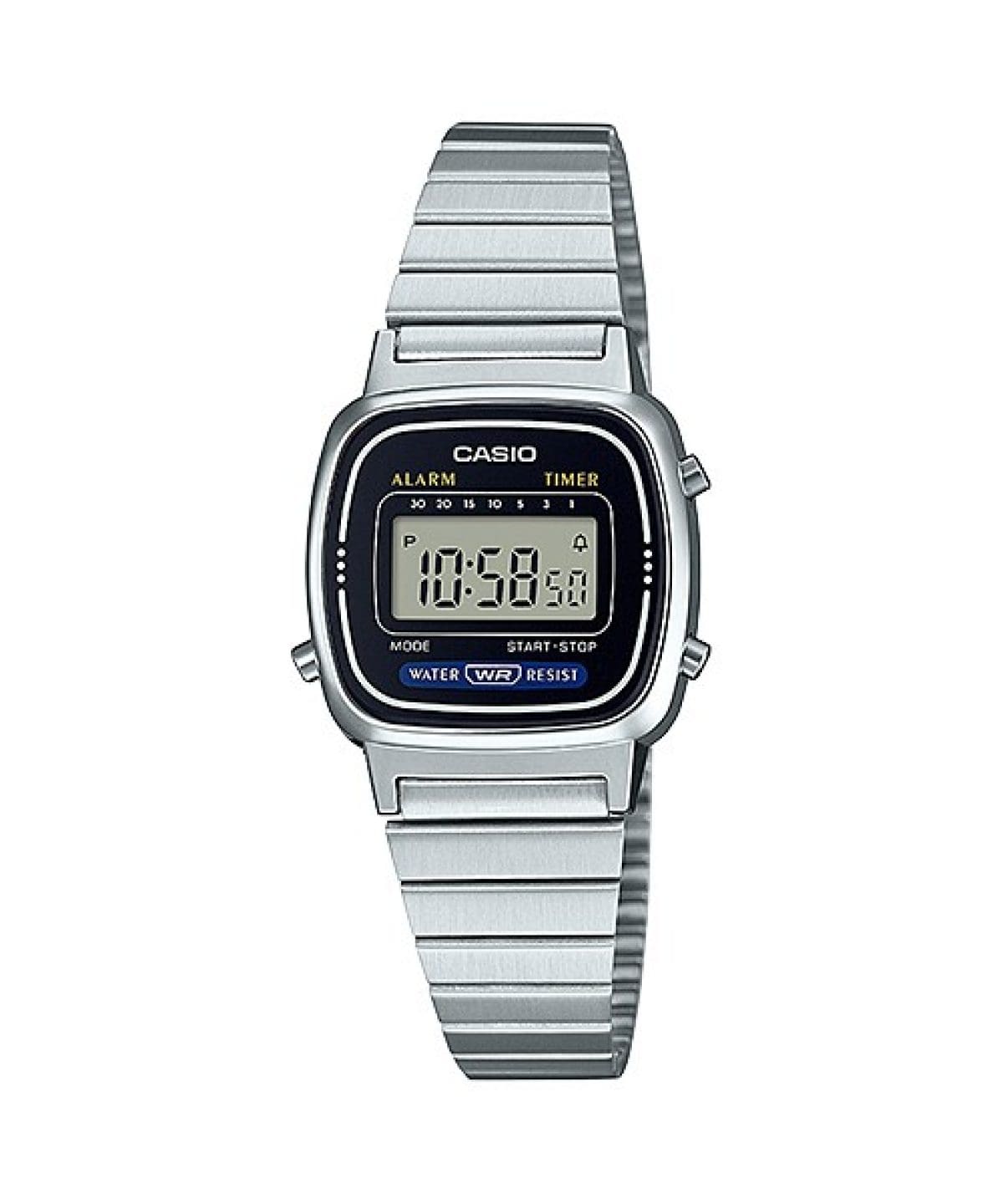 Casio Reloj digital para mujer con pulsera de metal LA-670WA-4,  Plateado/Plateado, Pulsera