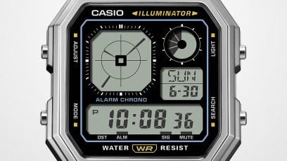 A130WE-9A LCD with analog-style clock display * Image shows the A130WE-1A