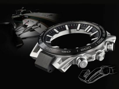 Case design with a suspension arm-inspired shape