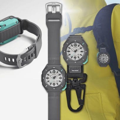 PRJ-01AE-8 Two ways to wear, on the wrist or on gear