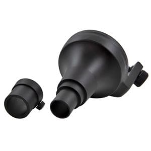 De ronde zwarte adapter voor de dermatologische camera van CASIO