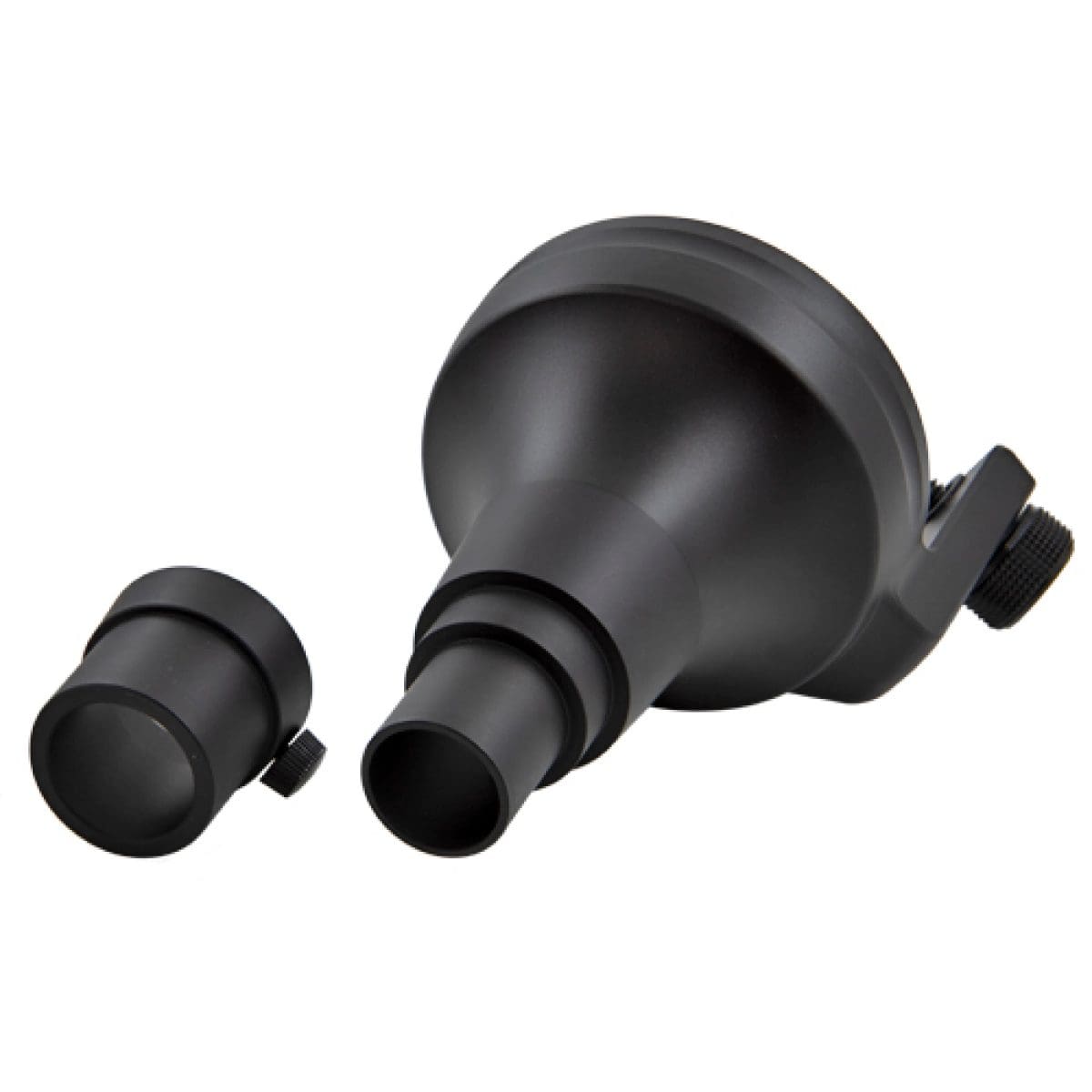 De ronde zwarte adapter voor de dermatologische camera van CASIO