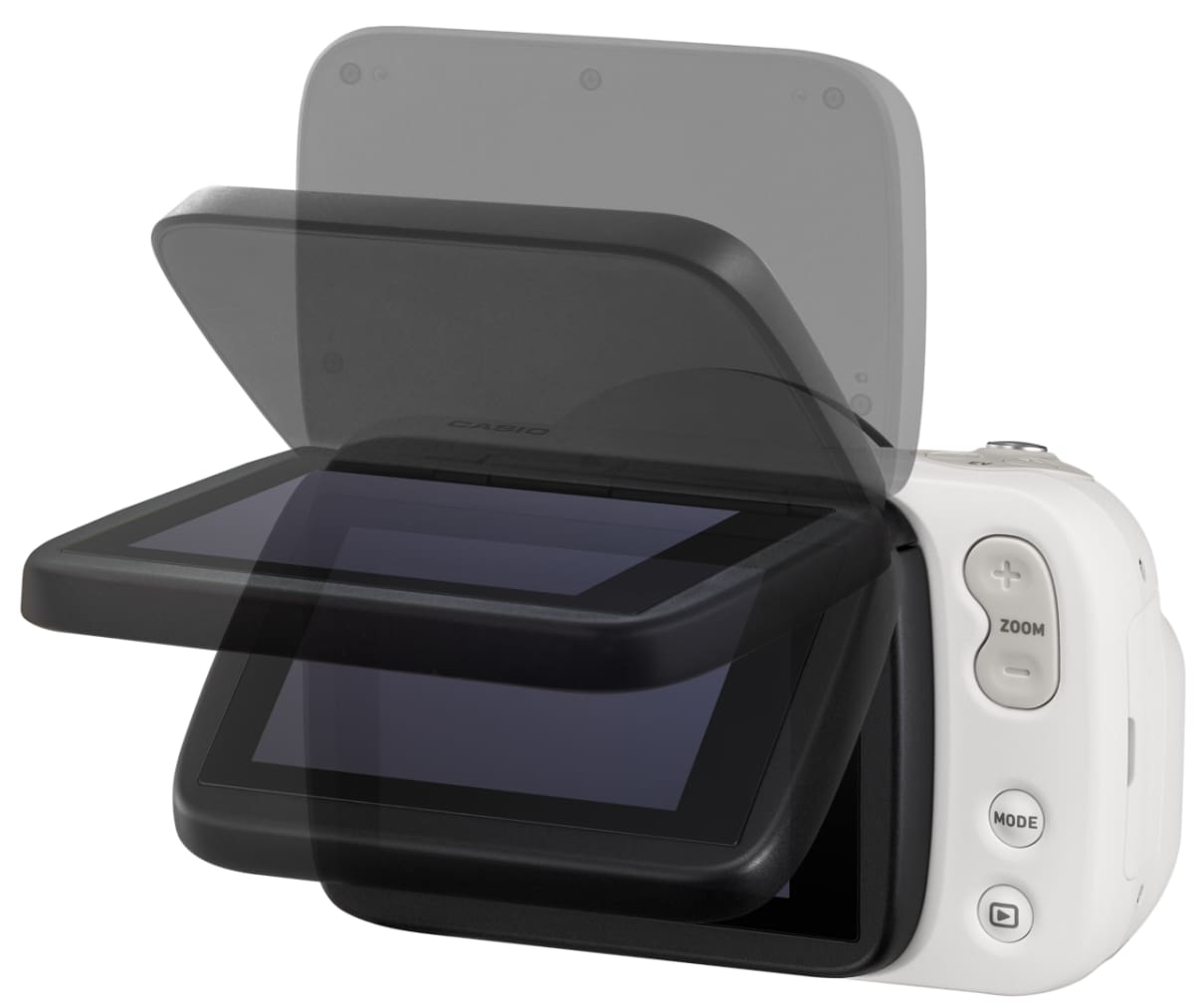 Het opklapbare display van de dermatologische camera van CASIO