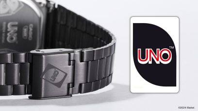 A168WEUC-1A Bandsluiting gegraveerd in UNO™ kaartpatroon