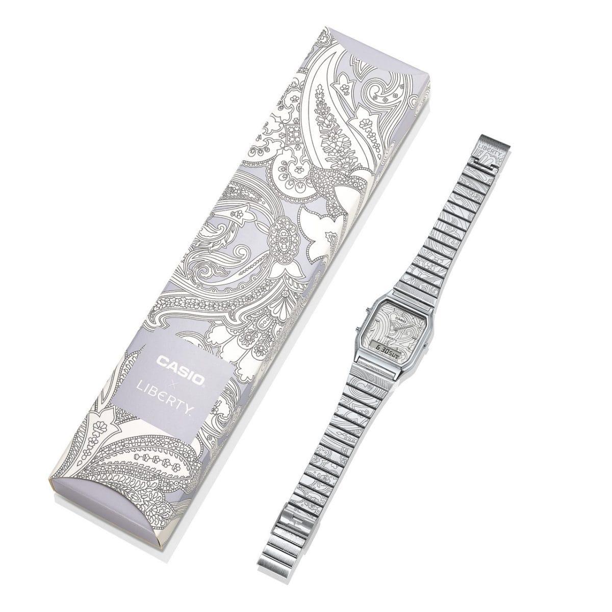 Verpakking van het AQ-230ELT-7AER Paisley-patroon erop