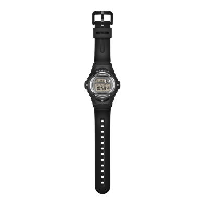 Totaalbeeld van het zwarte BABY-G-horloge BG-169KB-1ER met een ring van glinsterende steentjes rondom de grijze wijzerplaat