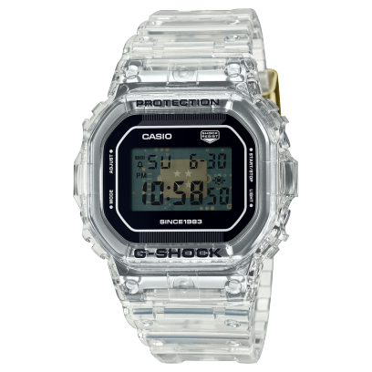 Het G-SHOCK DW-5040RX-7 polshorloge met transparante band, kast en wijzerplaat