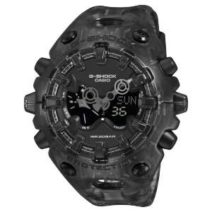 G-SHOCK polshorloge GA-V01SKE-8AER in transparant donkergrijs met analoge en digitale weergave en opvallende kast.