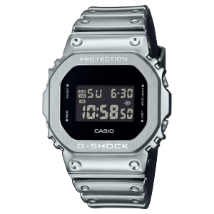 G-SHOCK polshorloge GM-5600YM-8 met zilverkleurige siliconen band en zwarte, rechthoekige digitale display
