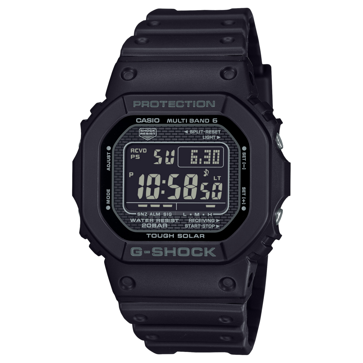 Zwart digitaal horloge GW-5000HS-1 met rechthoekige kast en kunststof band