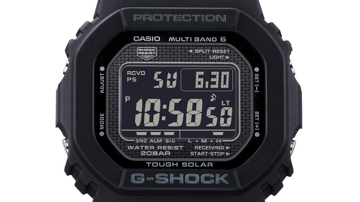 Wijzerplaatontwerp met patroon van het zwarte GW-500HS-1 G-SHOCK-horloge