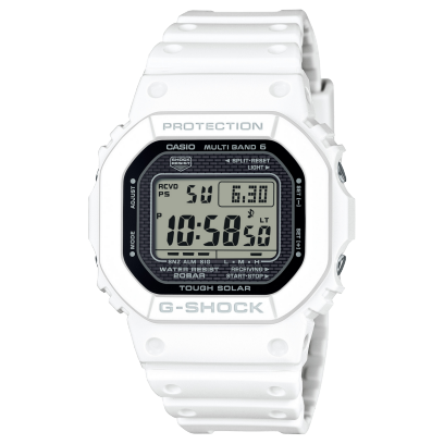 Digitaal horloge GW-5000HS-7 met rechthoekige kast en witte harsband