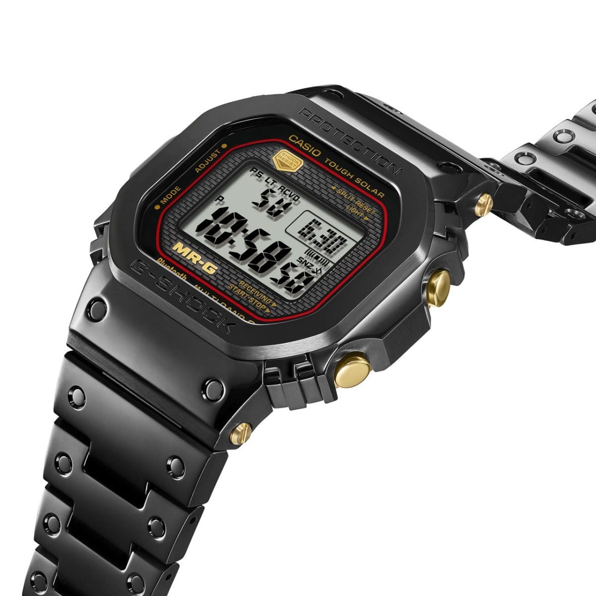 Zijopname van de MRG-B5000B-1 met zicht op de gouden kronen en de schakelarmband