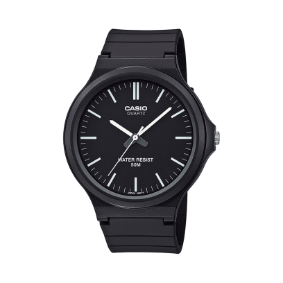 Vooraanzicht van de zwarte MW-240-1EV met witte indexen en wijzers