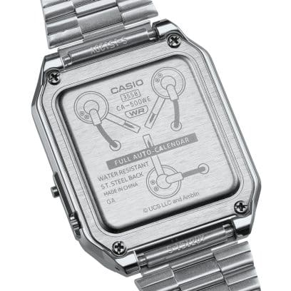 CA-500WEBF-1A Case back Engraved with the flux capacitor that is crucial to time travel in the film 
