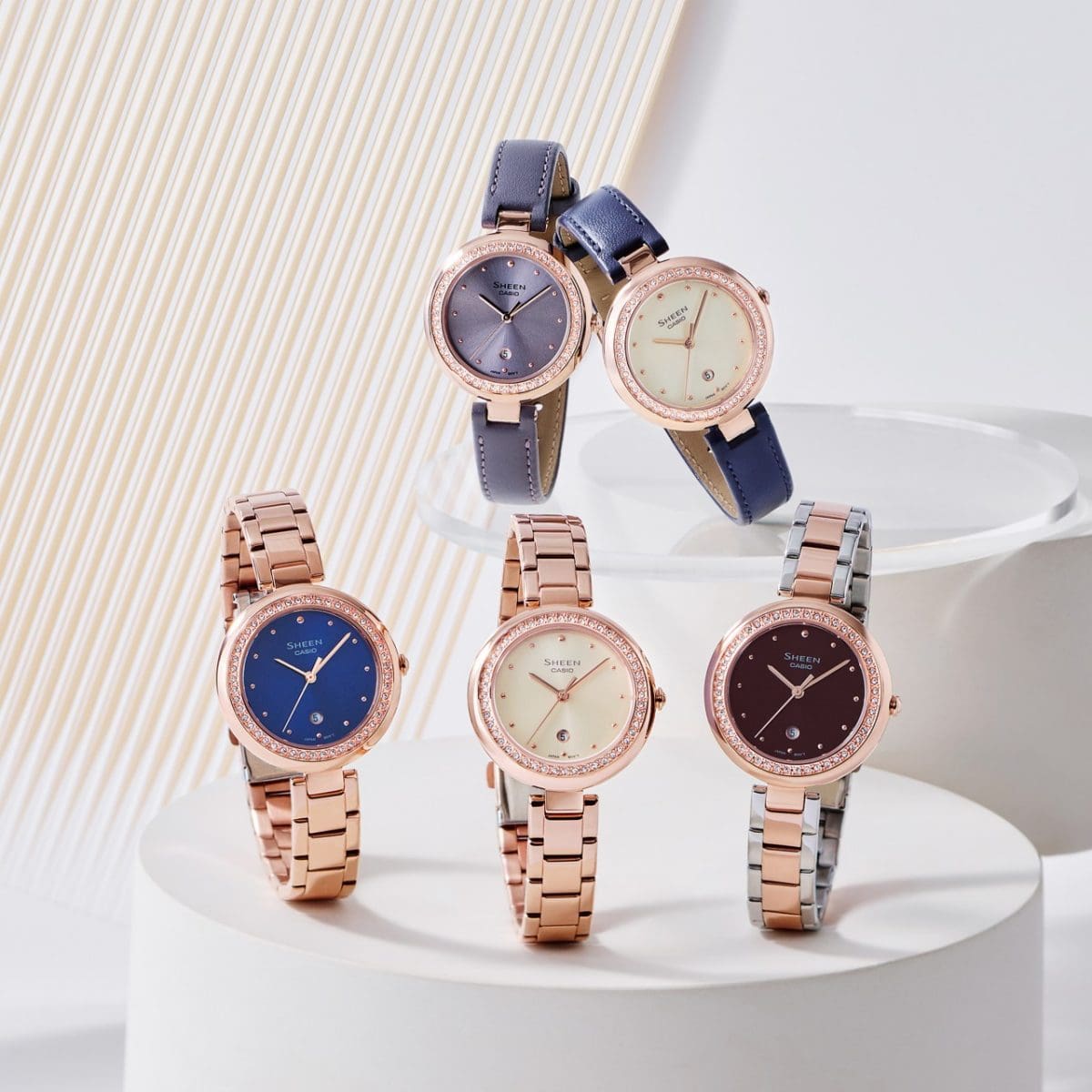 Clockwise from top: SHE-4556PGL-6A, SHE-4556PGL-7A, SHE-4556SPG-5A, SHE-4556PG-7A, SHE-4556PG-2A