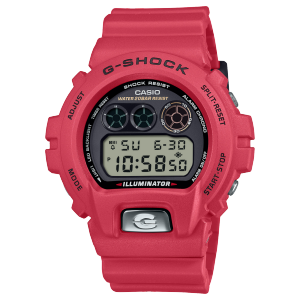 Vista frontal do DW-6900TR-4ER vermelho com fundo escuro da tela