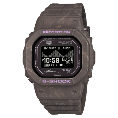 Vista frontal do relógio de pulso GBX-H5600KI-5ER da G-SHOCK, em colaboração com Kanoa Igarashi