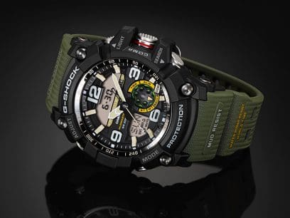 O mostrador analógico-digital do relógio de pulso G-SHOCK GG-1000-1A3ER possui ponteiros e índices bege.