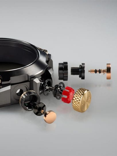 Composição das partes individuais das coroas e botões do MRG-B2000KT-3ADR