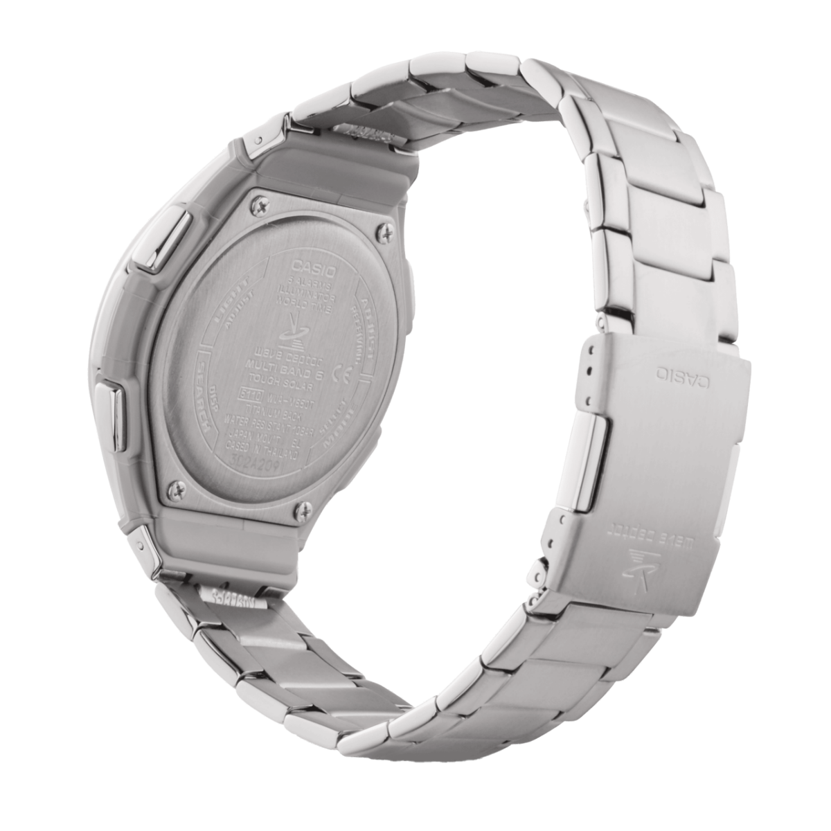 Vista traseira do WVA-M650TD-1A com pulseira de metal fechada