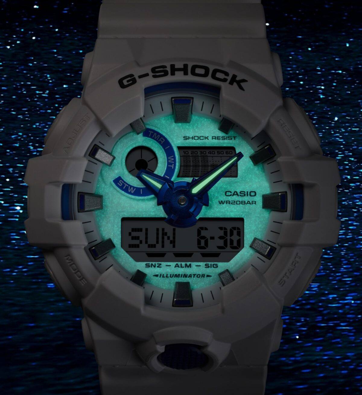 GA-700HDS-7A Blue phosphorescent face inspired by the enchanting glow of bioluminescent plankton #3