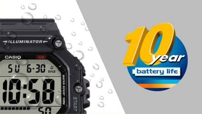 AE-1600H-8BV การกันน้ำ 10 บาร์และอายุการใช้งานแบตเตอรี่ 10 ปี