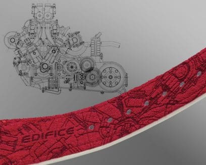 ECB-2300HR-1A สายนาฬิกาผสมผสานหนัง Nappa บนผิวด้านนอก เข้ากับวัสดุ Ultrasuede ที่ซับใน