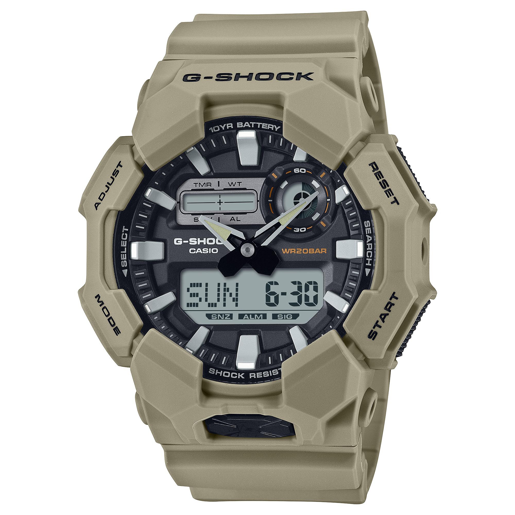 G-SHOCK GA-010-5AJF ベージュ GA-010-5A | G-SHOCK อะนาล็อก-ดิจิตอล ซีรีส์ GA-010 | CASIO THAILAND