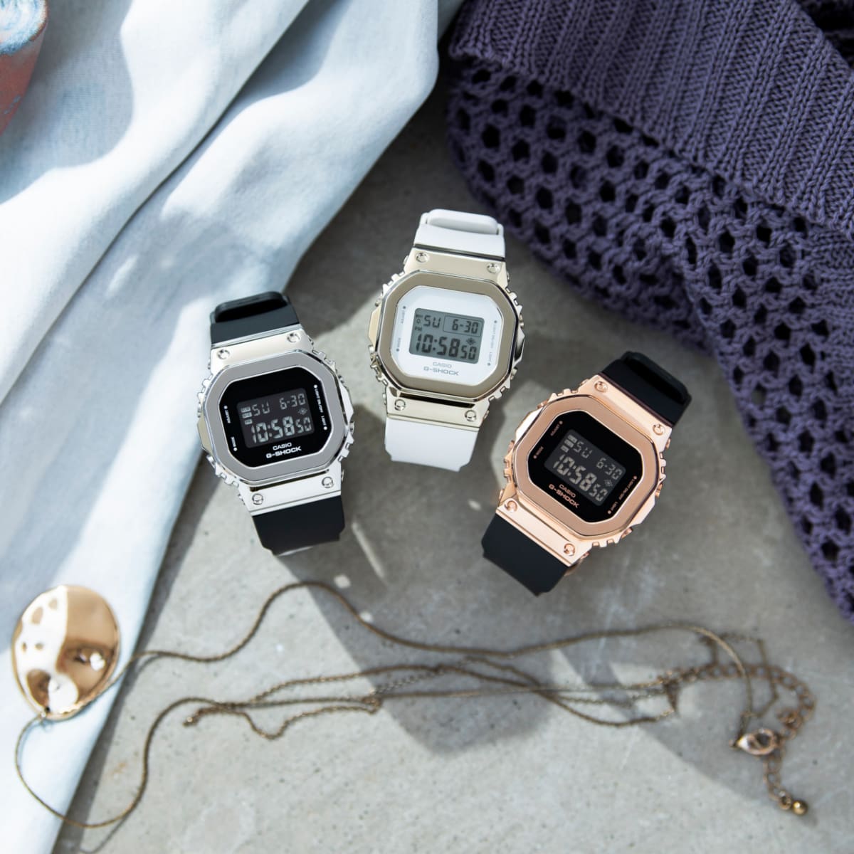 From left: GM-S5600PG-1, GM-S5600G-7, GM-S5600-1