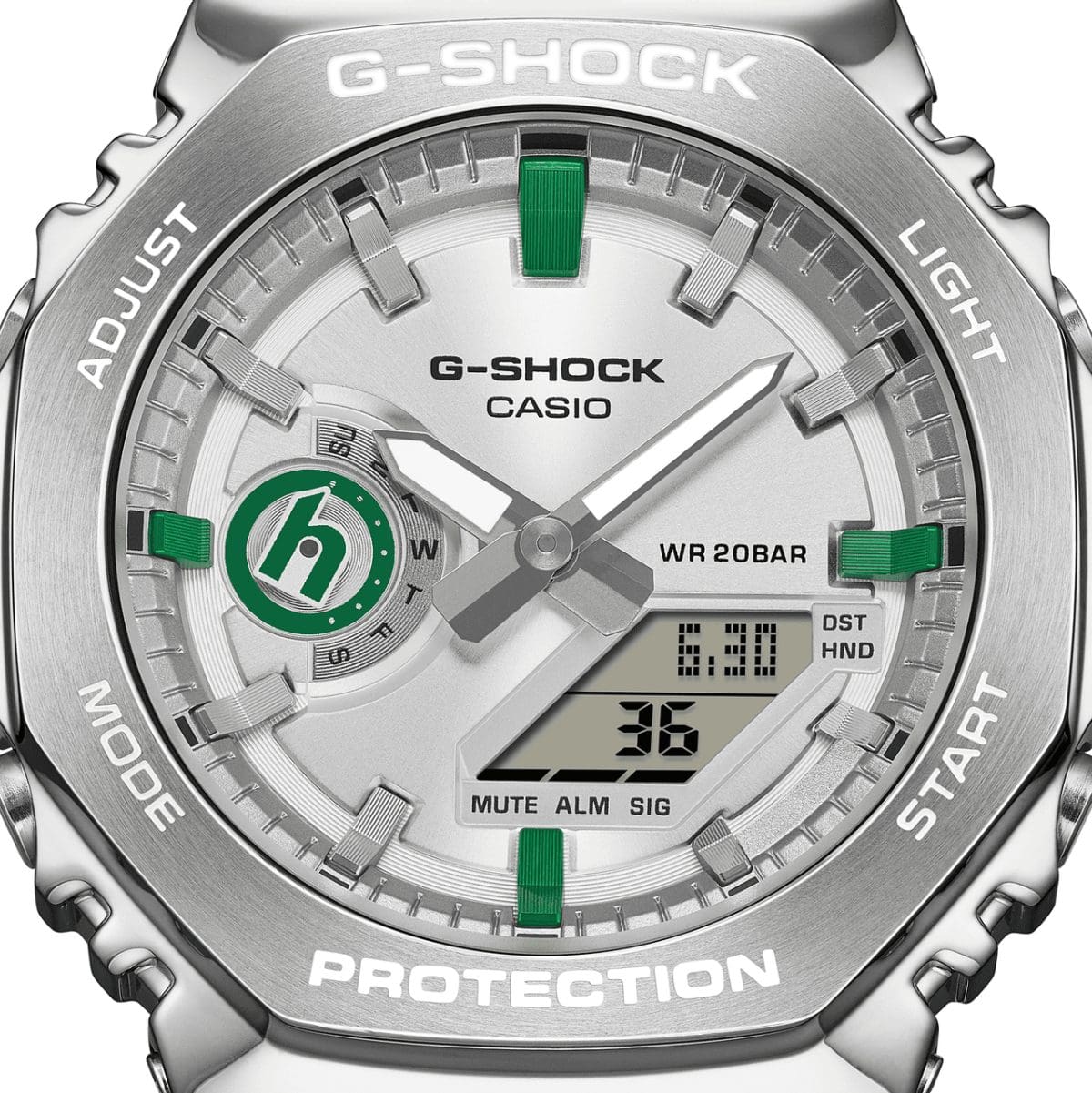 GM-2110HDN-8A โลโก้ Hidden ที่หน้าปัดย่อยตำแหน่ง 9 นาฬิกา